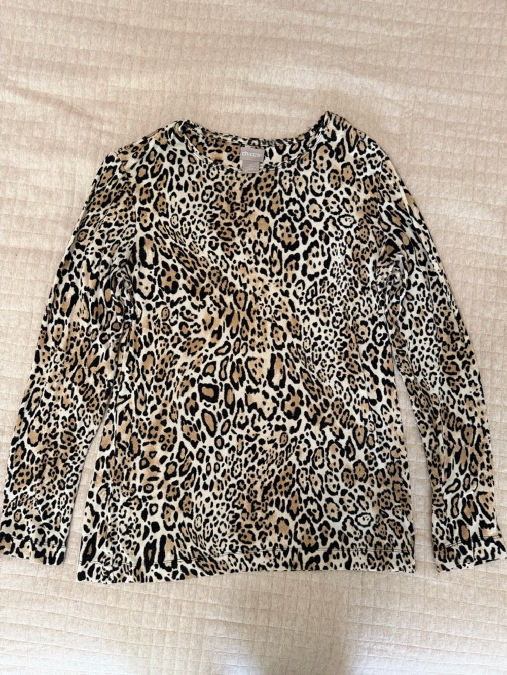 Chico's Leopard Print Long Sleeve Blouse